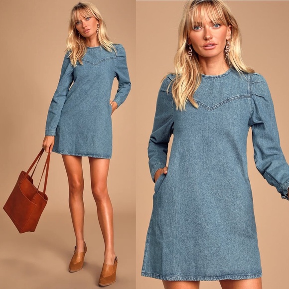 Denim Jean Mini Puffy Sleeve 